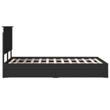 Storage Bed with Headboard Black 135 x 190 cm Engineered Wood 3409560