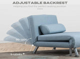 Linen Chair Bed, 3-in-1 Convertible Sleeper Chair with Adjustable Backrest, Pillow, for Living Room, T3398P329600