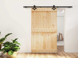 Sliding Door Natural and Black 90 x 210 cm Solid Pine Wood 3445049