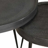 Coffee Table 3 pcs Black Engineered Wood 373639