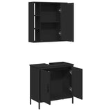2 Piece Bathroom Furniture Set Black Engineered Wood 3214720