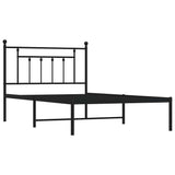 Bed Frame Black Steel Single Bed Frame Rectangular Industrial 353532