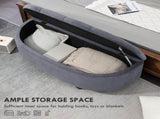 Velvet-Feel Half Circle Storage Ottoman - Dark Grey T3398P328272