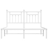 Bed Frame White Powder-Coated Steel Double Bed Frame 353586