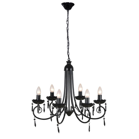 Pendant Ceiling Lamp Elegant Chandelier Black 6 Bulb Sockets 240689
