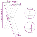 Dining Table Legs X-Shaped 3 pcs White 70x cm Steel 4012989