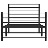 Metal Bed Frame without Mattress with Footboard Black 75x190cm 352327