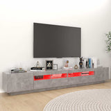TV Cabinet with LED Lights Concrete Grey 260x35x40 cm 3081919