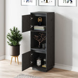 Highboard Grey 38x35x117 cm Solid Wood Pine 814361