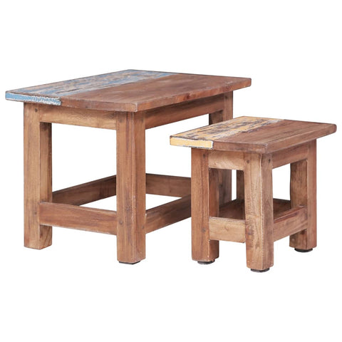 ZNTS Nesting Tables 2 pcs Solid Mahogany Wood 283922