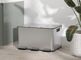 HOMCOM 3 x 20L Pedal Bin, Steel Triple Kitchen Bin with Soft Close Lid, Removable Inner Buckets, T3398P549118