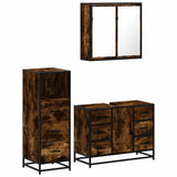 3 Piece Bathroom Furniture Set Smoked Oak Engineered Wood 3301022
