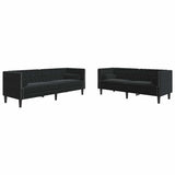 Living Room Couch 2 pcs Black 194 x 74.5 x 70.5 cm Velvet 3385866
