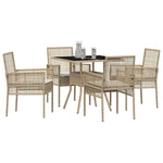 Garden Dining Set 5 pcs Beige Poly rattan 3334932