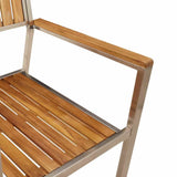 Outdoor Dining Set 7 pcs Solid Acacia Wood and Stainless Steel 3334795