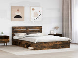 Bed Frame Smoked Oak 140 x 190 cm Solid Pine Wood 3411748