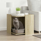 Cat Litter Box Enclosure Sonoma Oak 53x53x51 cm Engineered Wood 857753
