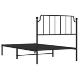 Metal Bed Frame without Mattress with Headboard Black 100x200cm 373882