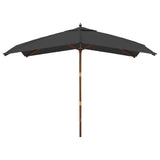 Garden Parasol Anthracite Polyester, Solid hardwood, Laminated bamboo 363193
