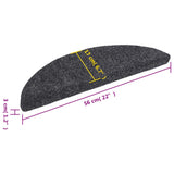 Stair Mats Self-adhesive 15 pcs 56x17x3 cm Dark Grey Half Round 132691
