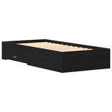 Bed Frame with Drawer Black Oak 90 x 190 cm Engineered Wood 3333992
