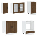 ZNTS 8 Piece Kitchen Cabinet Set Kalmar Brown Oak Engineered Wood 3314798