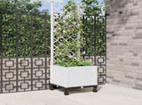 Garden Planter with Trellis&Wheels White 40 x 40 x 146 cm PP 3422923