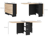 Folding Dining Table, Drop Leaf Table with 2-Tier Shelves, Rolling Casters, for Small Spaces, T3398P329922