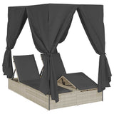 Double Sun Lounger with Roof Light grey 205 x 129 x 200 cm 3376132