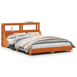 Bed Frame without Mattress Wax Brown 135x190 cm Double Solid Wood Pine 3306437