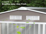 7ft x 4ft Lockable Garden Metal Storage Shed Storage Roofed Tool Metal Shed w/ Air Vents Steel Grey T3398P377669
