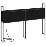 Storage Headboard with Charging Station Black oak 135 cm 859800