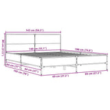 Bed Frame without Mattress Grey Sonoma 140x190 cm 3280035