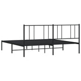 Metal Bed Frame without Mattress with Headboard Black 200x200cm 352487