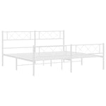 ZNTS Metal Bed Frame without Mattress with Footboard White 193x203cm 372350