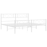 ZNTS Metal Bed Frame without Mattress with Footboard White 193x203cm 372350