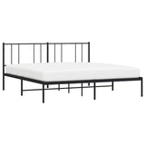 Metal Bed Frame without Mattress with Headboard Black 200x200cm 352487