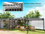 3 x 3m Retractable Roof Metal Pergola - Grey T3398P317633