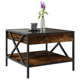 Coffee Table with Infinity LED Smoked Oak 50x50x38 cm 847699