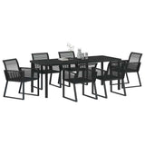 Garden Dining Set 7 pcs Black Powder-Coated Steel 3379315