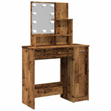 Dressing Table with LED Old Wood 86.5x35x136 cm 857023