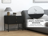 Elegant Two-Drawer Bedside Table - Black T3398P344451