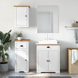 3 Piece Bathroom Furniture Set BODO White and Brown Solid Wood Pine 3307648