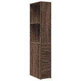 Narrow Bathroom Cupboard with Wheels Brown Oak Engineered Wood 855301