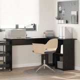 Desk with Shelf Black Oak 142 x 102 x 73 cm Engineered Wood 869291