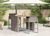 3 Piece Garden Bar Set without Cushions Grey Poly Rattan Acacia 3328887