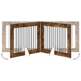 Dog Gate with Stands 2 pcs Smoked Oak 100 x 80 cm 892057
