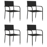 ZNTS 5 Piece Garden Dining Set Black Poly Rattan and Steel 3203281