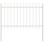 ZNTS Garden Fence with Spear Top - White, 6.8 x 1 m, Steel 3334080
