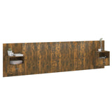 Bed Headboard with Cabinets Smoked Oak Engineered Wood 3115745